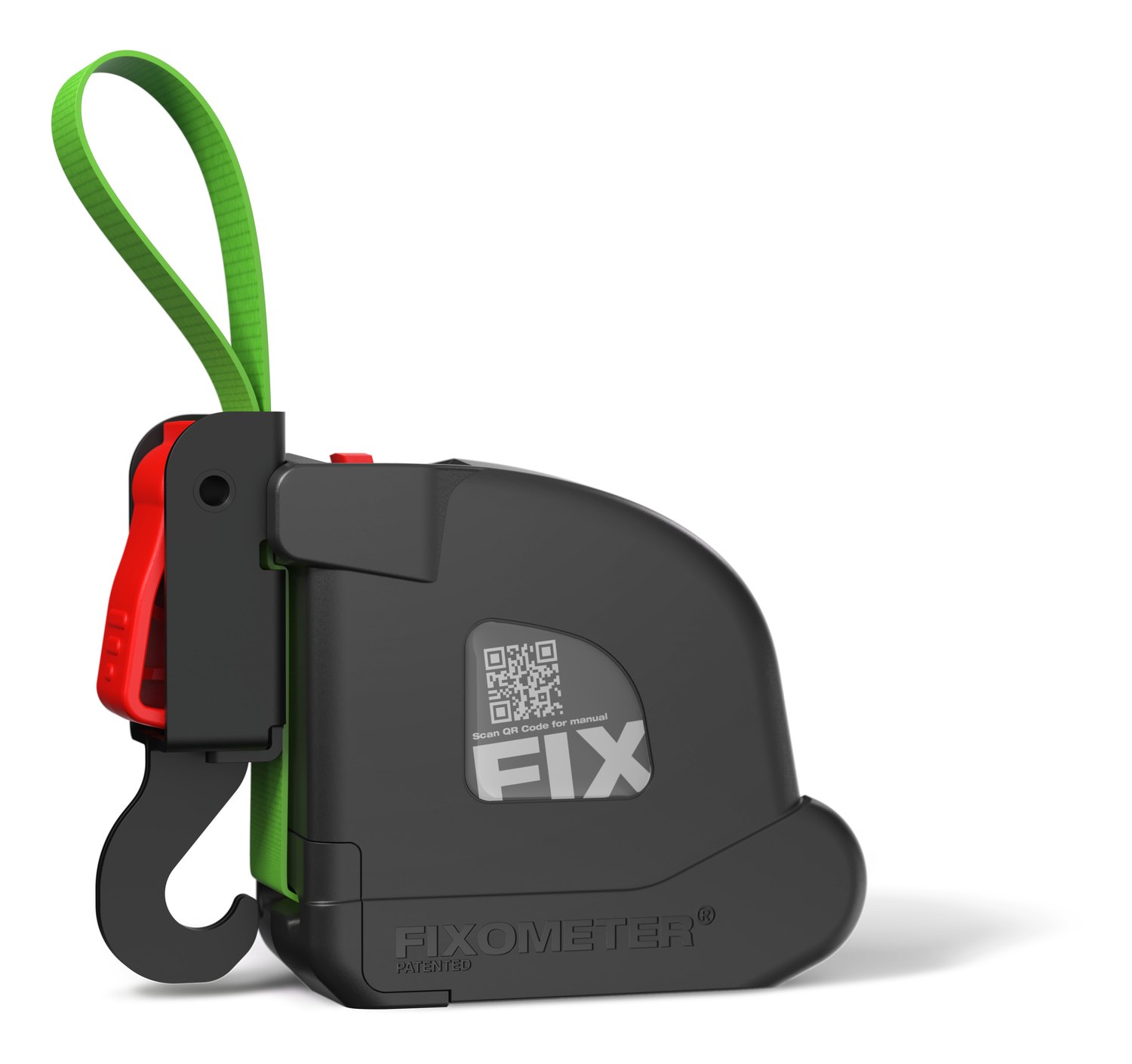 Rendering des FIXOMETER mit strukturiertem Graphit-Gehäuse und rotem Bedienhebel